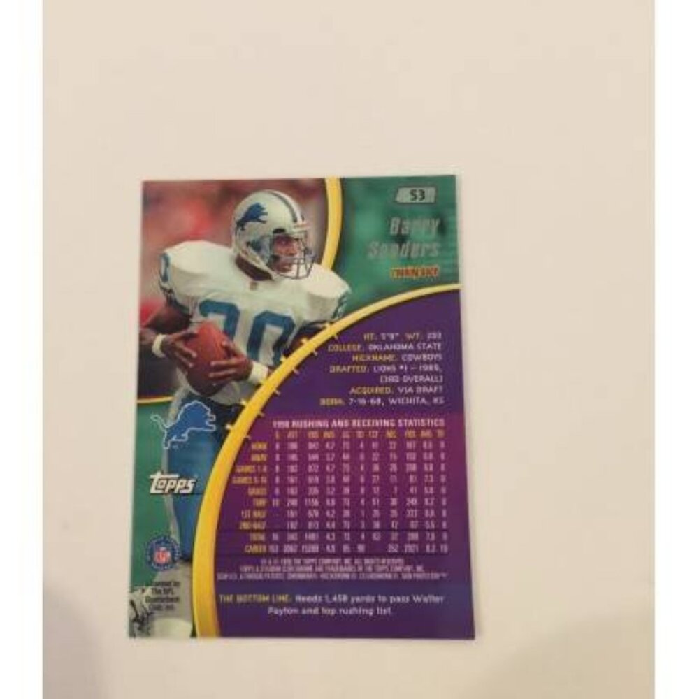 1999 Stadium Club Chrome Barry Sanders Lions #53 (053) - Picture 2 of 2